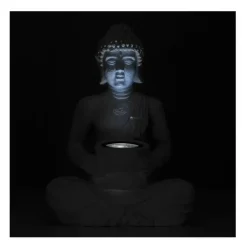 Merkloos Tuinbeeld - Boeddha - incl verlichting - solar - polystone - 31 cm New