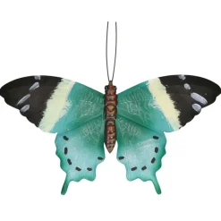 Merkloos Tuindecoratie muurvlinder - zwart / blauw - metaal - 44 cm