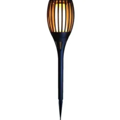 Gebro Tuinfakkel - solar - tuinverlichting - zwart - vlameffect - 58 cm