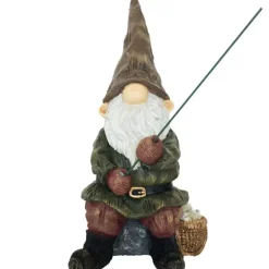 True to Nature Tuinkabouter beeld - visser - tuindecoratie - 25 cm - polyresin Outlet