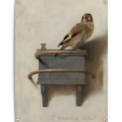 Reinders Tuinposter Carel Fabritius Het Puttertje - 80 x 60cm - Bruin Best