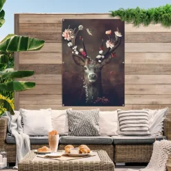 Reinders Tuinposter Hert - 140 x 100cm - Bruin Online