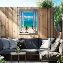 Reinders Tuinposter Uitzicht over zee - 80 x 60cm - Blauw Best