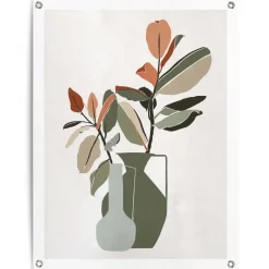 Reinders Tuinposter Vaas met bladertakken - 80 x 60cm - Groen Clearance
