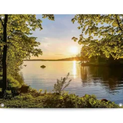 Reinders Tuinposter Zonsondergang aan het meer - 60 x 80cm - Groen Hot