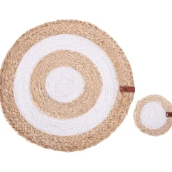 Leen Bakker TUMERIC - Set van 12 placemats en onderzetters - Natuurlijk - Jute New