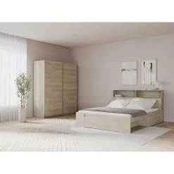 CBA Tweepersoonsbed Maksim - 140x190/200cm - met opbergruimte - eikdecor Outlet