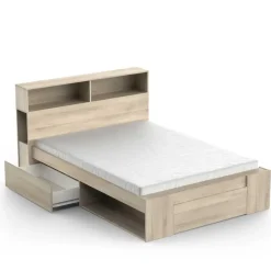 CBA Tweepersoonsbed Maksim - 140x190/200cm - met opbergruimte - eikdecor Outlet