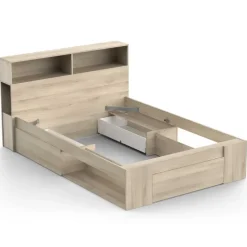 CBA Tweepersoonsbed Maksim - 140x190/200cm - met opbergruimte - eikdecor Outlet