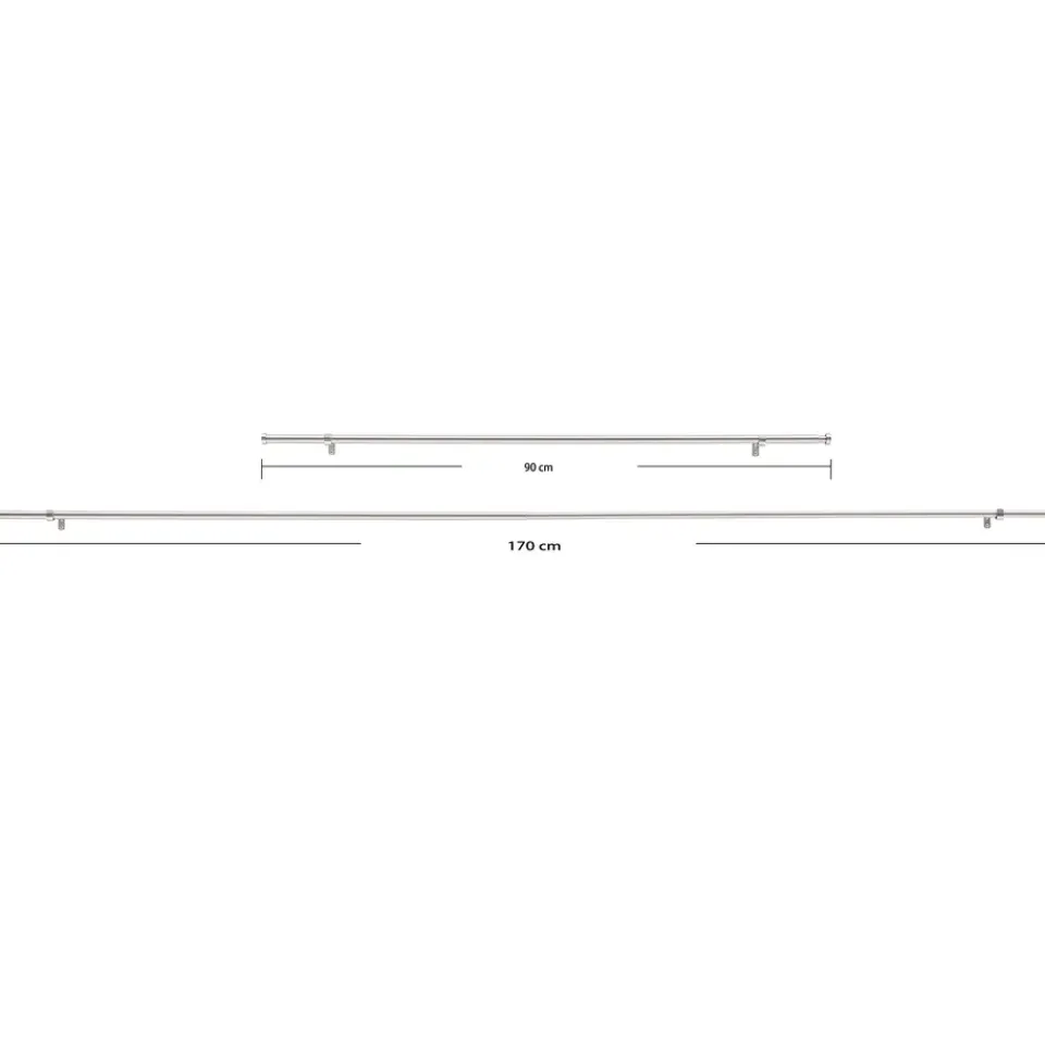 ACAZA Uitschuifbare Gordijnroede - Aanpasbaar - Stang van 90-170 cm - Zilver