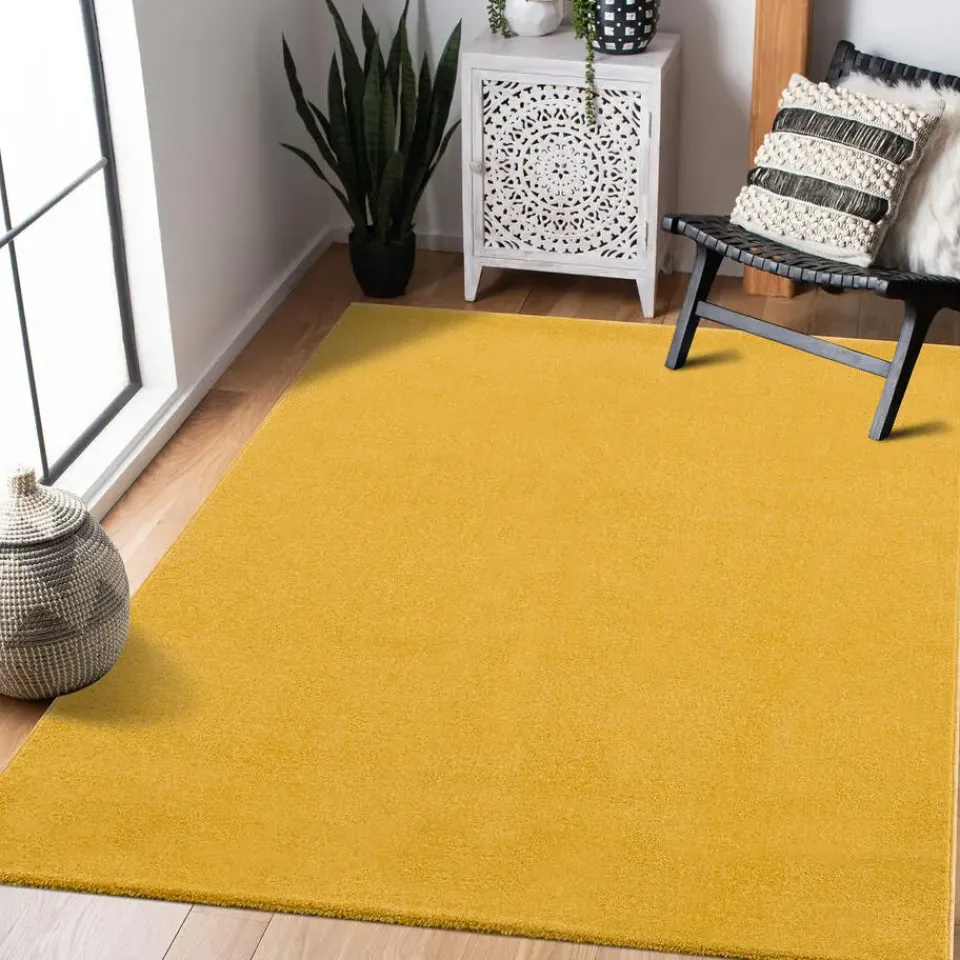 Muratap Uni Effen Laagpolig Vloerkleed Modern Geel - 140x200 CM Online