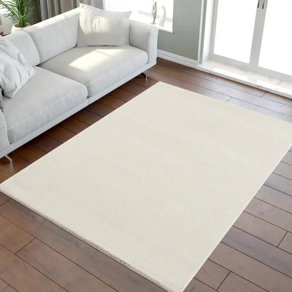 Muratap Uni Effen Laagpolig Vloerkleed Modern Creme - 250x250 CM Vierkant Outlet