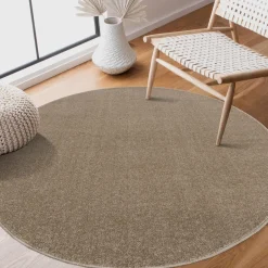 Muratap Uni Rond Effen Laagpolig Vloerkleed Modern Beige - 120 CM ROND New