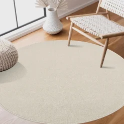 Muratap Uni Rond Effen Laagpolig Vloerkleed Modern Creme - 120 CM ROND New