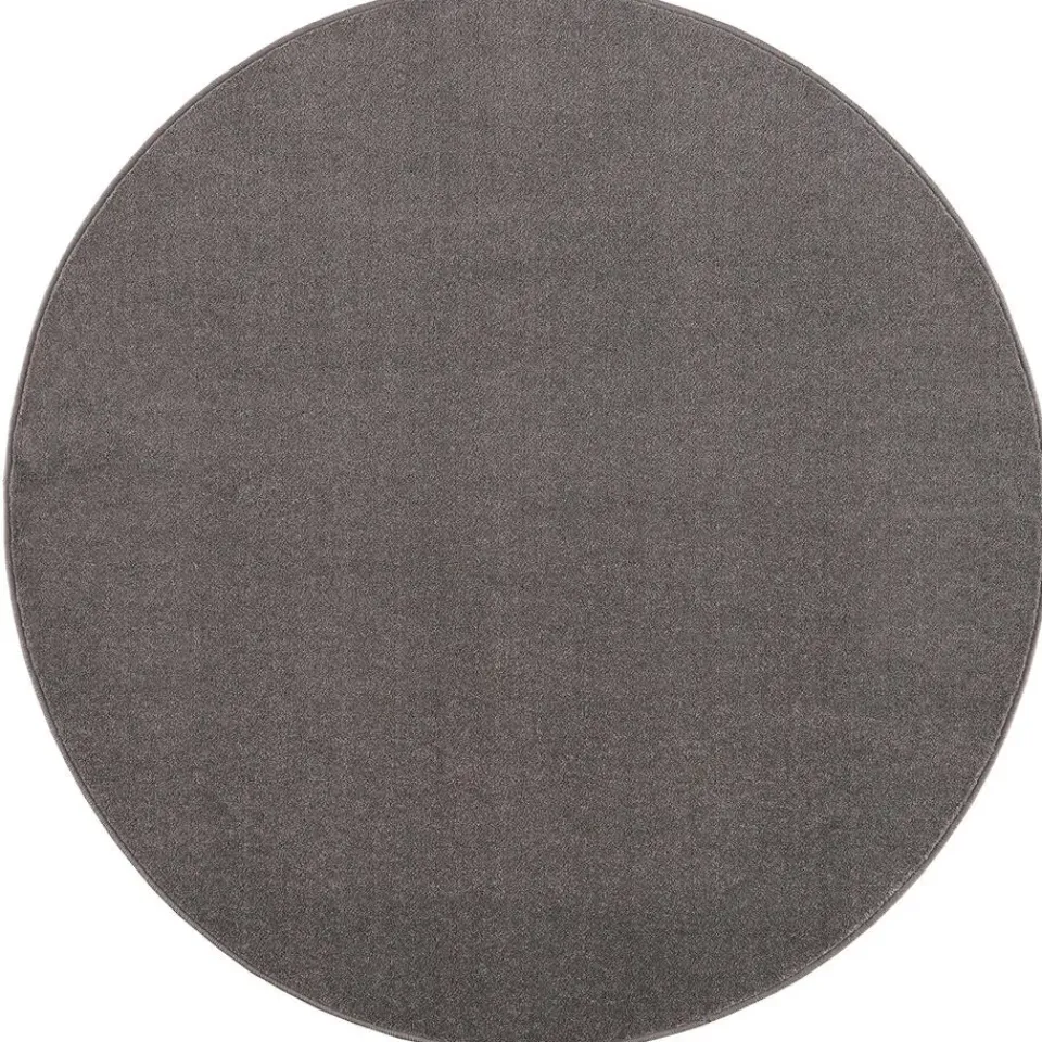 Muratap Uni Rond Effen Laagpolig Vloerkleed Modern Grijs - 120 CM ROND Outlet