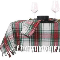 Unique Living - Tafelkleed Xmas Tartan - 150x300cm - White Clearance