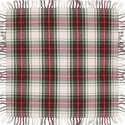 Unique Living - Tafelkleed Xmas Tartan - 90x90cm - White Clearance
