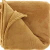 Unique Living Plaid-deken - fleece - mosterd geel - polyester - 130 x 180 cm Clearance