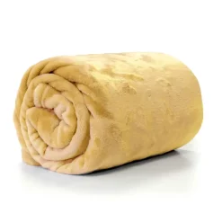 Unique Living Plaid/deken - fleece - mosterd geel - 130 x 180 cm Best