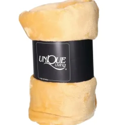 Unique Living Plaid/deken - fleece - mosterd geel - 130 x 180 cm Best