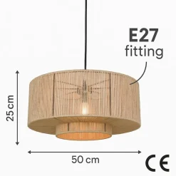Urban Interiors Hanglamp Drum Ø50x 25cm. jute Clearance