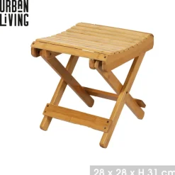 Urban Living Bijzet kruk - Inklapbare kruk - bamboe - 28 x 31 cm Outlet