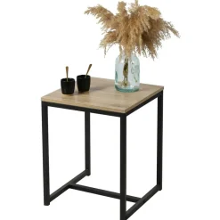 Urban Living Bijzettafel - zwart - metaal/hout - L40 x B40 x H50 cm Online