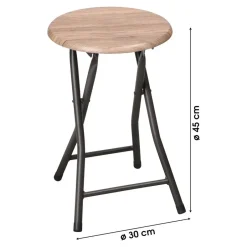Urban Living krukje - metaal/hout - D30 x H45 cm - opvouwbaar Outlet