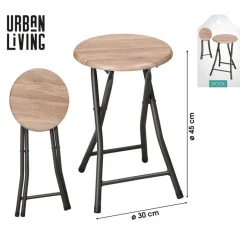 Urban Living krukje - metaal/hout - D30 x H45 cm - opvouwbaar Outlet
