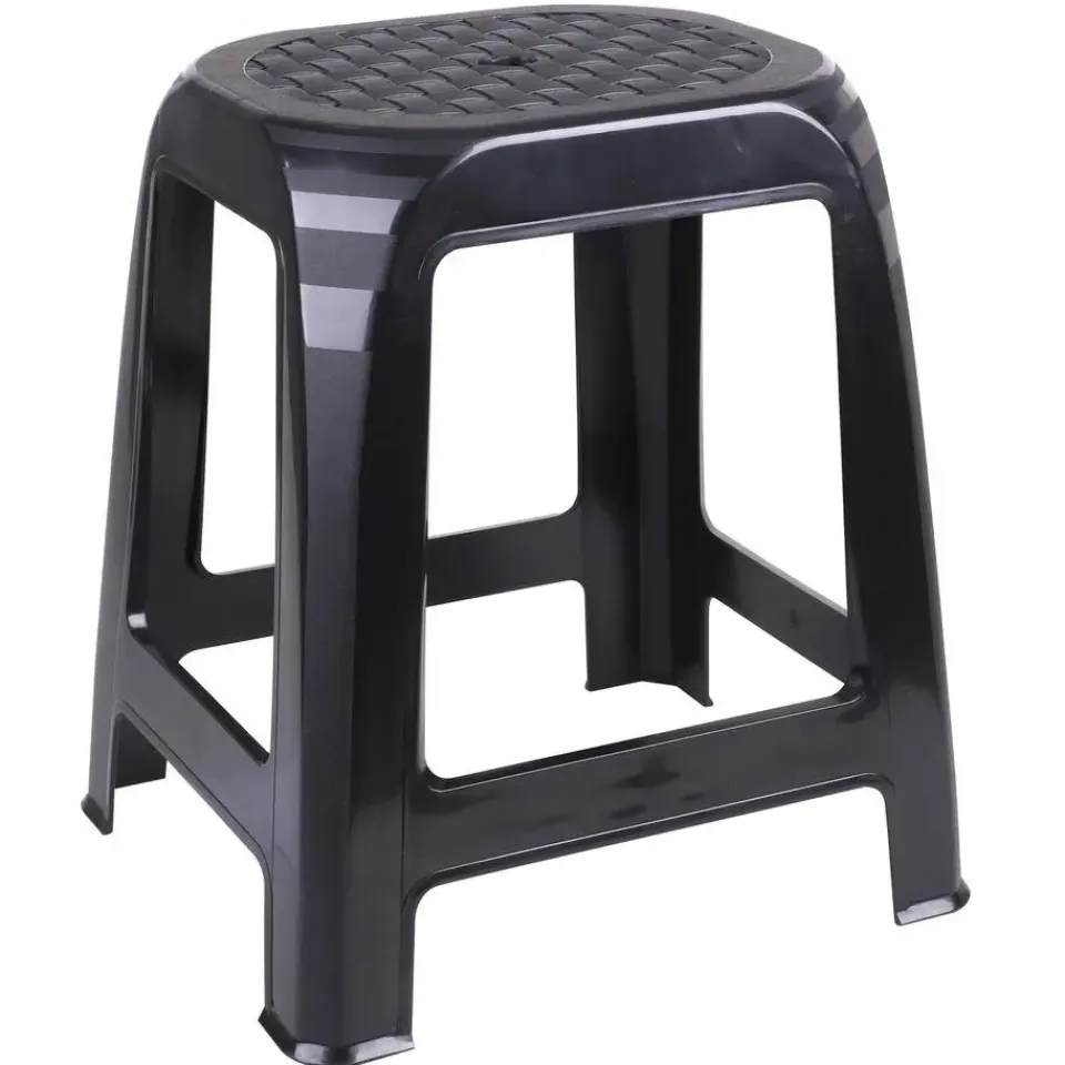 Urban Living opstapje/krukje - kunststof - zwart - 41 x 36 x 46 cm Outlet