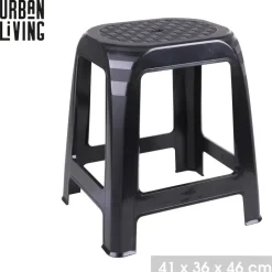 Urban Living opstapje/krukje - kunststof - zwart - 41 x 36 x 46 cm Outlet