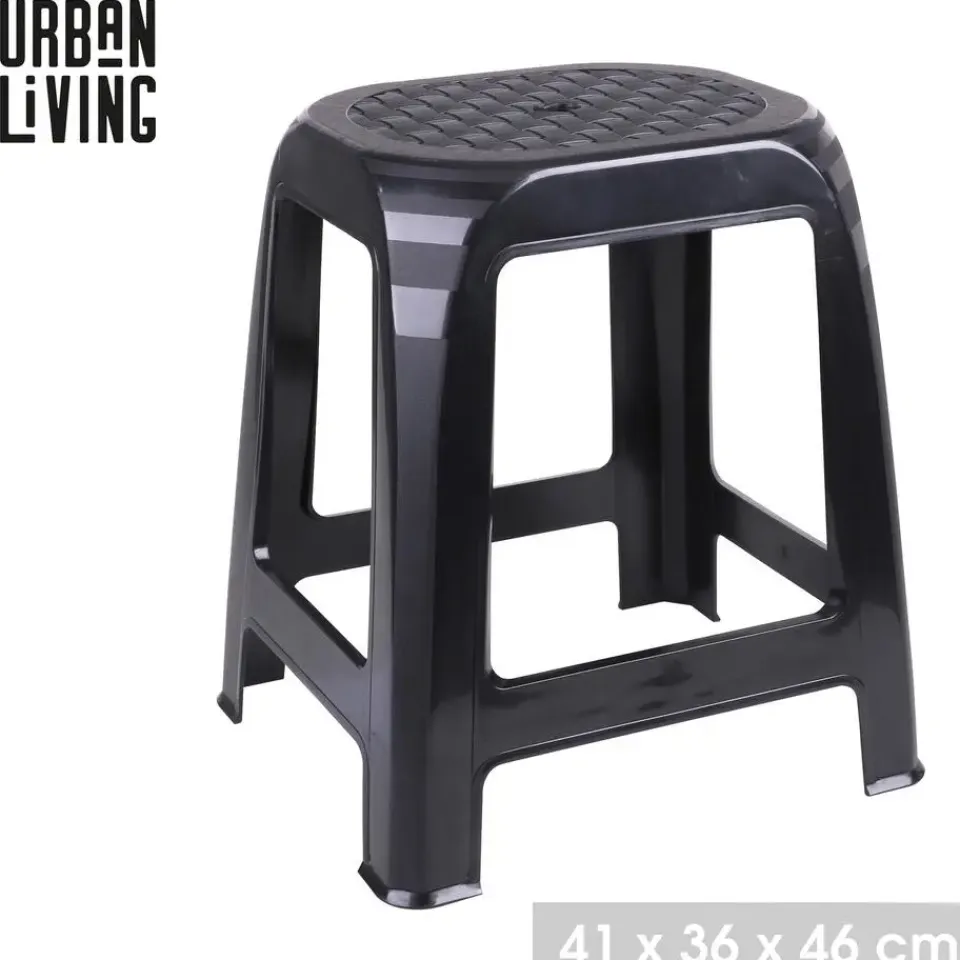 Urban Living opstapje/krukje - kunststof - zwart - 41 x 36 x 46 cm Outlet