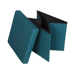 Urban Living poef/hocker/opbergbox - zeeblauw - mdf/stof - 38 x 38 cm Online