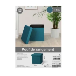 Urban Living poef/hocker/opbergbox - zeeblauw - mdf/stof - 38 x 38 cm Online