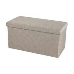 Urban Living poef/hocker/opbergbox - grijs - mdf - 76 x 38 x 38 cm