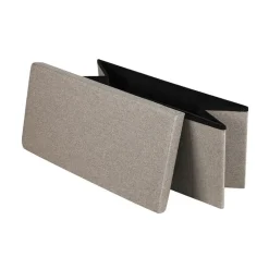 Urban Living poef/hocker/opbergbox - grijs - mdf - 76 x 38 x 38 cm