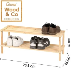 Urban Living Schoenenrek - hout - 2-laags - 74 x 26 x 20 cm Sale
