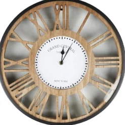 Urban Living Wandklok Grand Central - Open - D40 cm - hout Sale