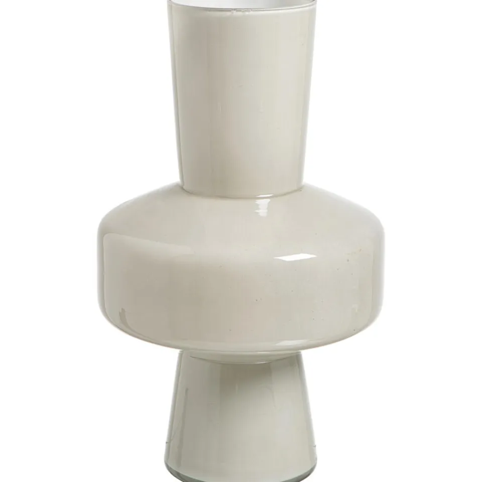 Leen Bakker Vaas Cire - taupe - glas - 30,5xØ18 cm Sale