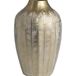 Leen Bakker Vaas Flora goudkleur metaal - 46,5xØ28,5 cm