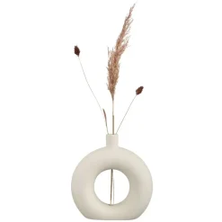 Leen Bakker Vaas Lotus - off-white - keramiek - 22x20x6 cm