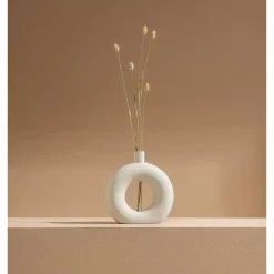 Leen Bakker Vaas Lotus - off-white - keramiek - 22x20x6 cm