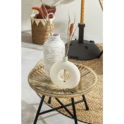 Leen Bakker Vaas Lotus - off-white - keramiek - 22x20x6 cm