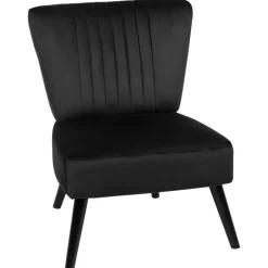 Beliani VAASA - Fauteuil - Zwart - Fluweel Outlet