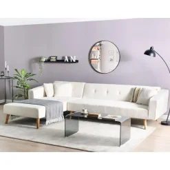 Leen Bakker VADSO - Hoekslaapbank - Gebroken wit - Rechterzijde - Bouclé Discount