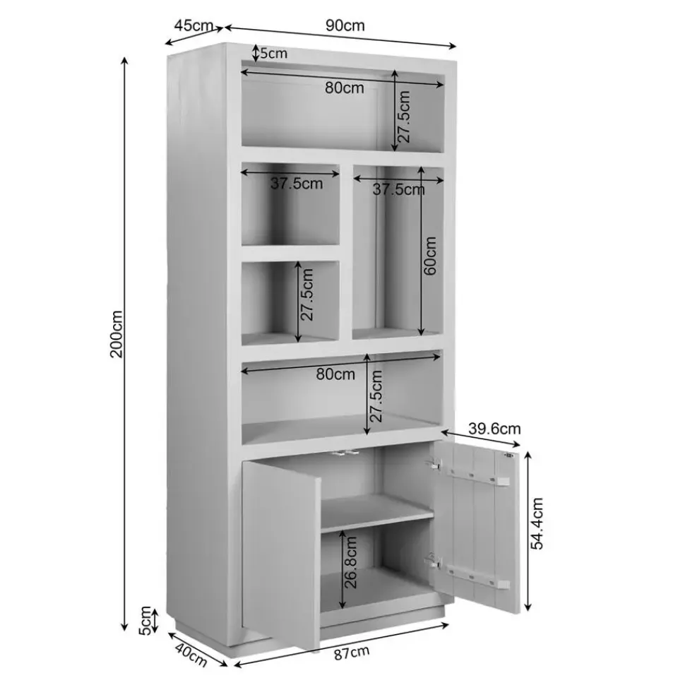 StarFurn Vakkenkast Bruin Hout - 90x45x200cm - Brussel New