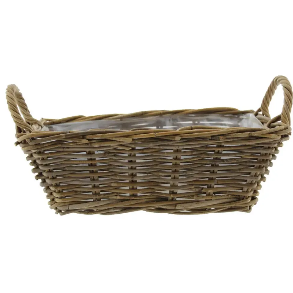Van der Leeden Mand met hengsels - bruin - 42 x 27 x 14 cm -rotan Outlet