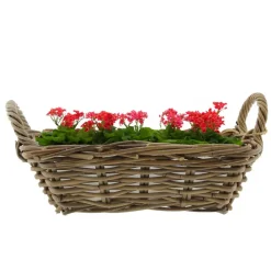 Van der Leeden Mand met hengsels - bruin - 37 x 22 x 12 cm -rotan Clearance