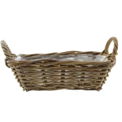 Van der Leeden Mand met hengsels - bruin - 37 x 22 x 12 cm -rotan Clearance