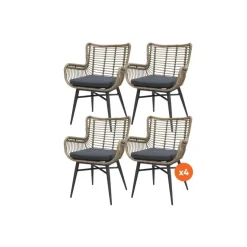 Van der Garde Tuinmeubelen - Premium VDG Set van 4 - Jasmine dining tuinstoel - Naturel Hot